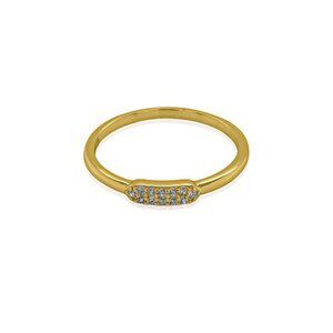 NWT Claudia Pave Slim Bar Ring // 14kt Gold Vermeil + CZ (Size 7)